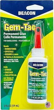 BEACON Gem-Tac Premium Quality Adhesive for Securely Bonding Rhinestones and Gems - Water-Based, UVA Resistant, 2-Ounce