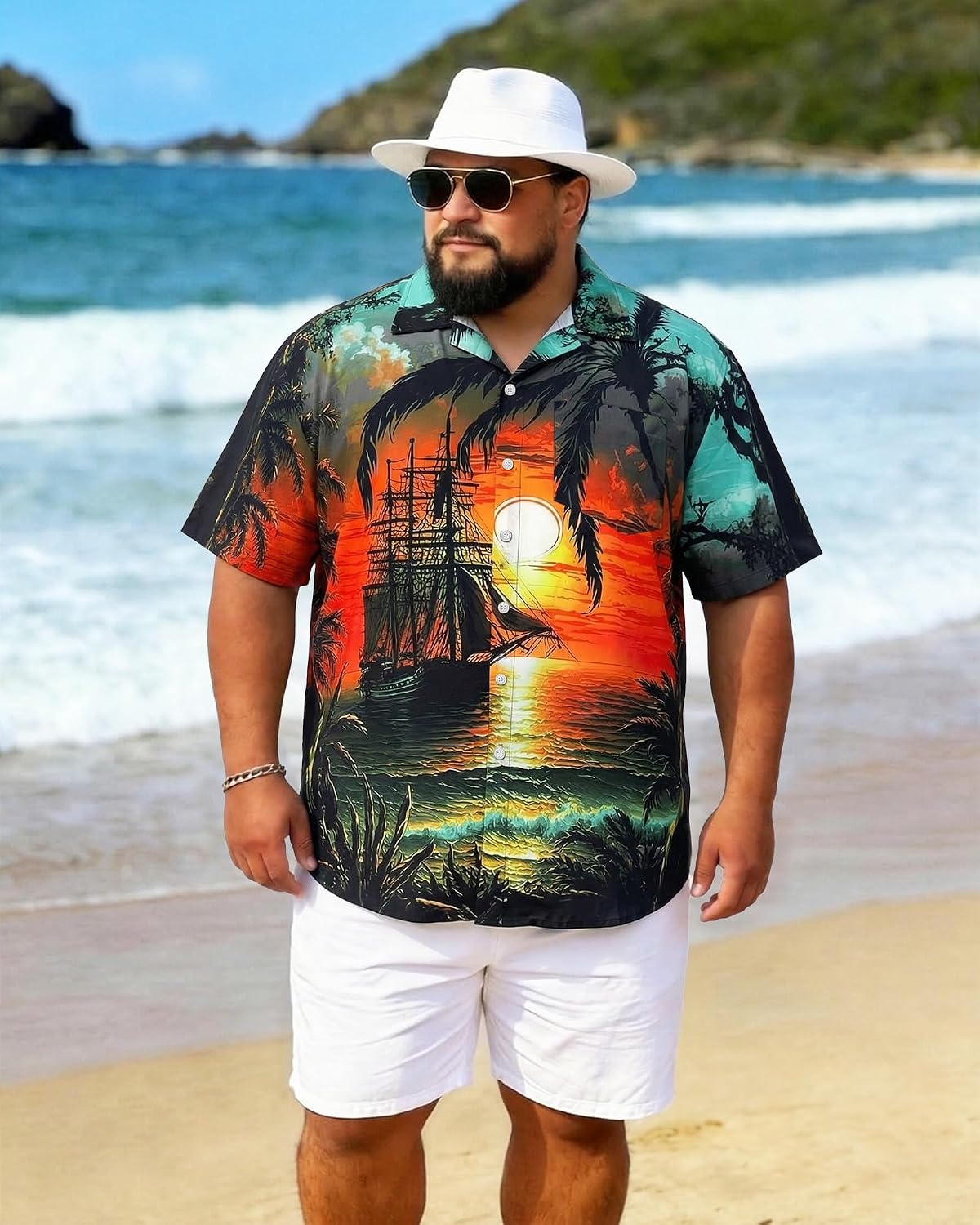TENGINE Big and Tall Mens Hawaiian Short Sleeve Summer Button Down Beach Shirts Vacation Outfits
