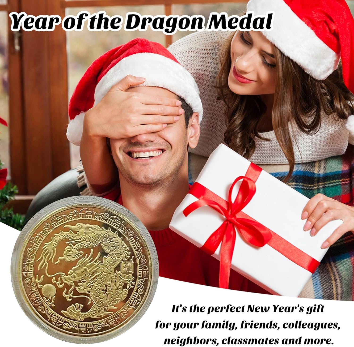 Silver Color Dragon Coin 2024 Dragon Year Souvenir Medal Chinese Style Coin 2024 Year of Dragon Coin Golden A