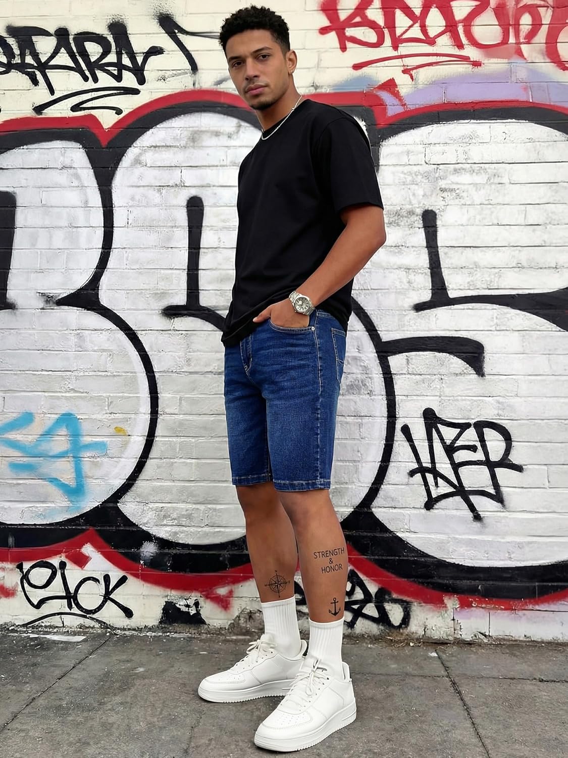 JMIERR 2026 Mens Skinny Denim Shorts Stretch Casual Comfy Slim Fit Summer Classic Jean Shorts - Image 5