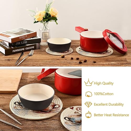 Miniatura 6 de Boccsty Salvamanteles de café caliente para ollas y sartenes calientes, soportes para ollas de corazón, 2 almohadillas calientes, soporte para ollas