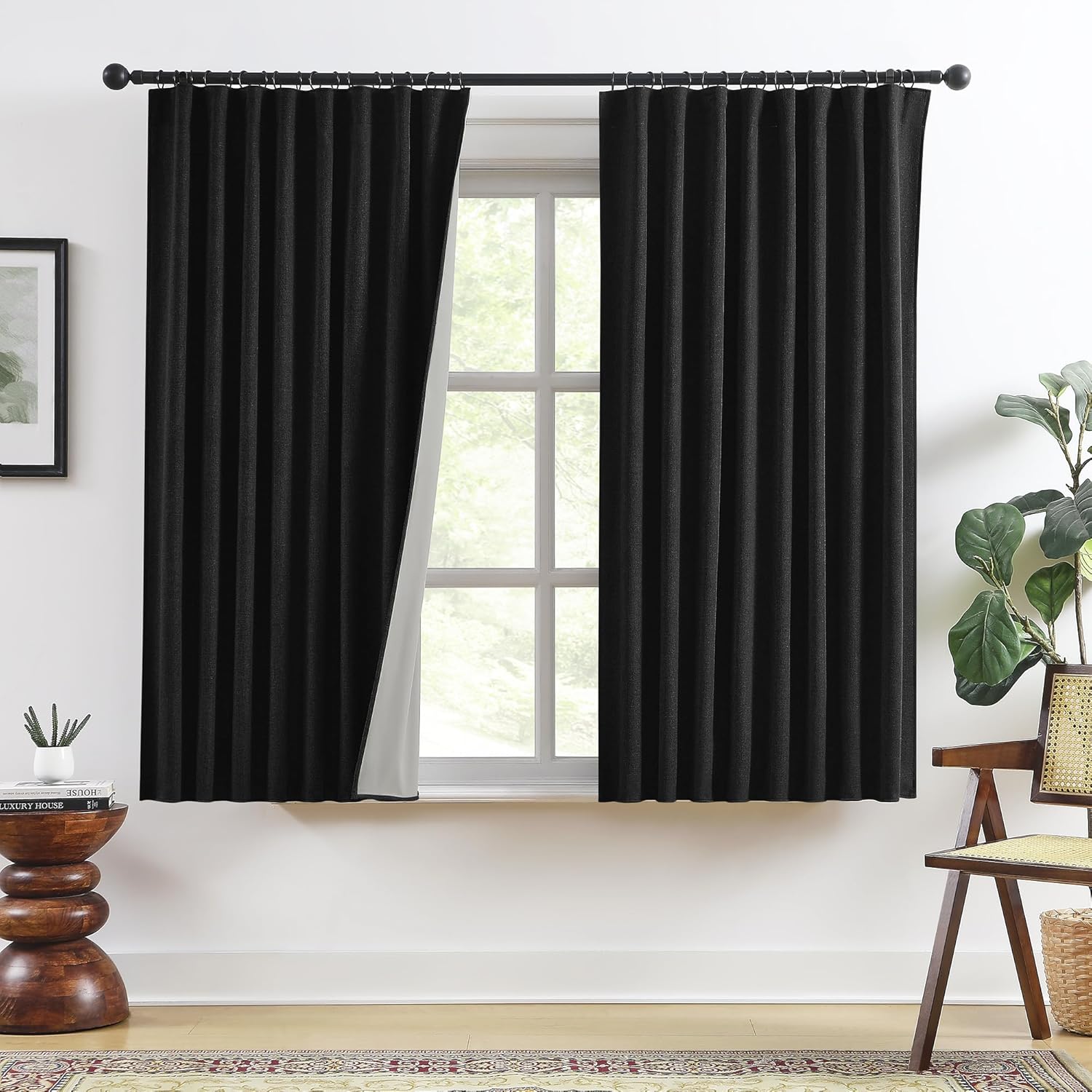 RAIN CITY Full Blackout Curtains Short 63 Inches Long