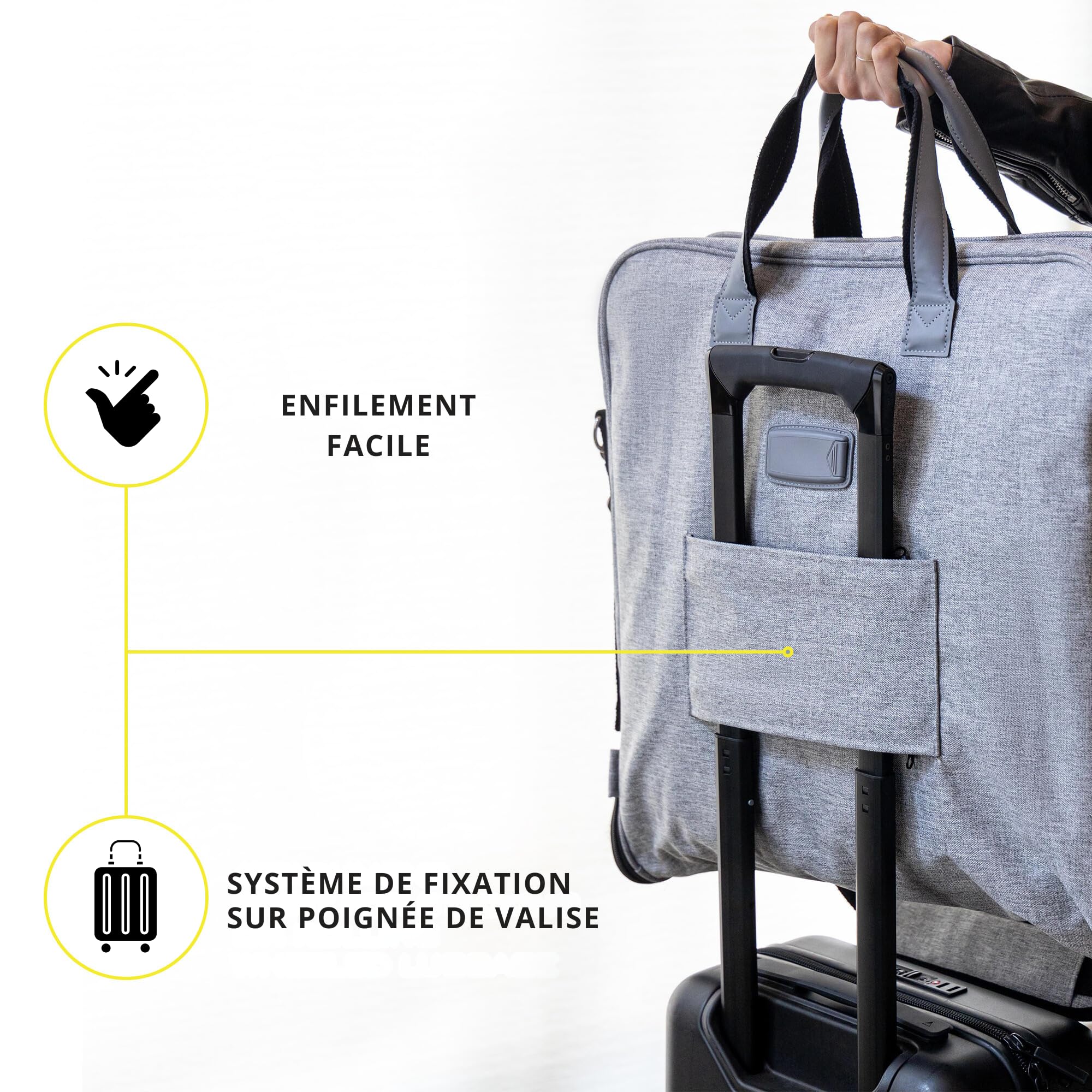 Housse à vêtements 3 Costumes Zegur de 1 mètre pour Voyage d’Affaires ou d’agrément - Possède Une bandoulière réglable et de Nombreuses Poches de Rangement
