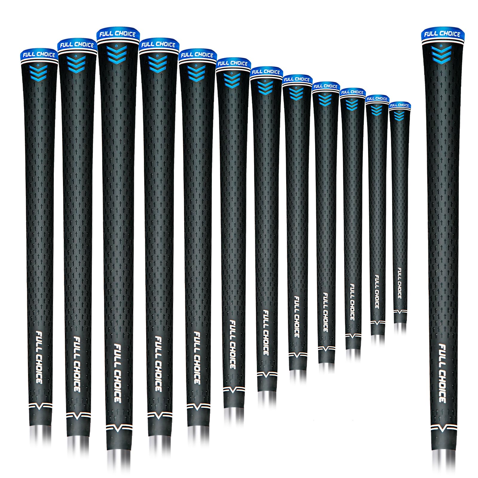 Full Choice Rubber Golf Grips 13 Pack, Concise Fashion Design, High Feedback, Non-Slip, Choose between 13 Grips Set or 13 Grips with Regripping Kits, Standard/Mid/Jumbo Sizes, 5 Colors Available, RG02 Golf Club Grips