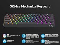 Geeky GK61 SE 60% Mechanikus Gaming Billentyűzet RGB LED Háttérvilágítás PC/Mac 5