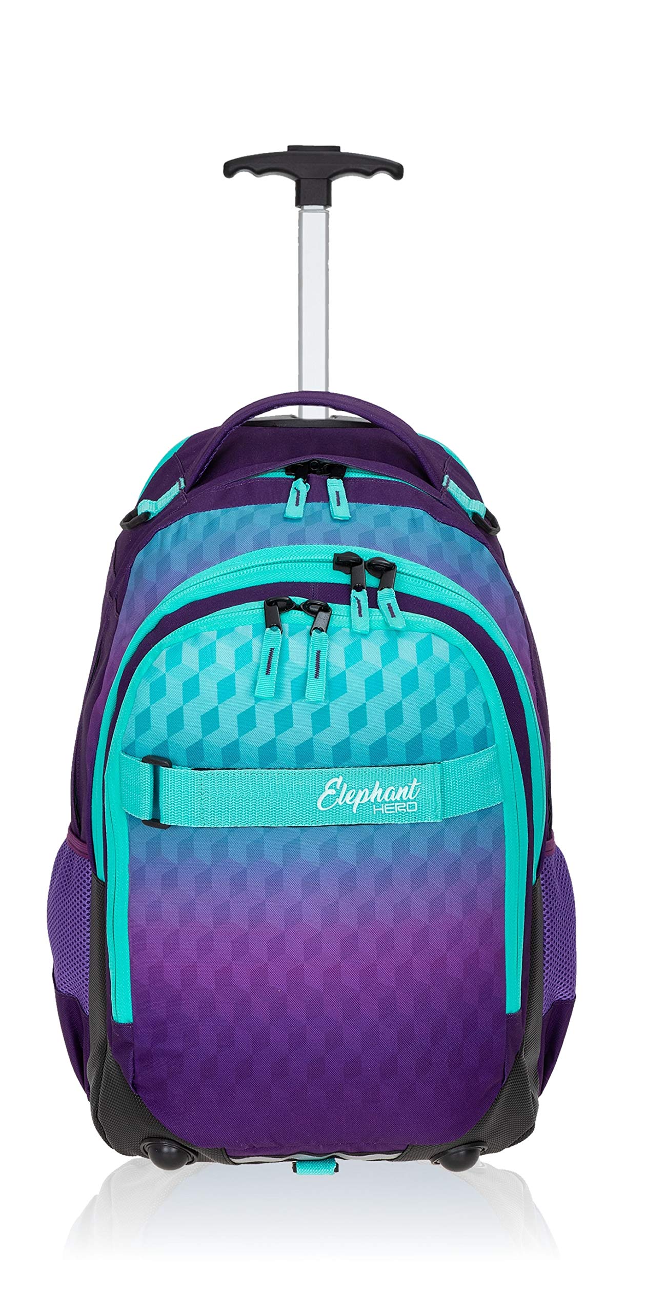 Elephant Schultrolley Trolley Rucksack Hero 12869 VioletCube | Signature Schulranzen mit Rollen Trolly Mädchen Lila Türkis