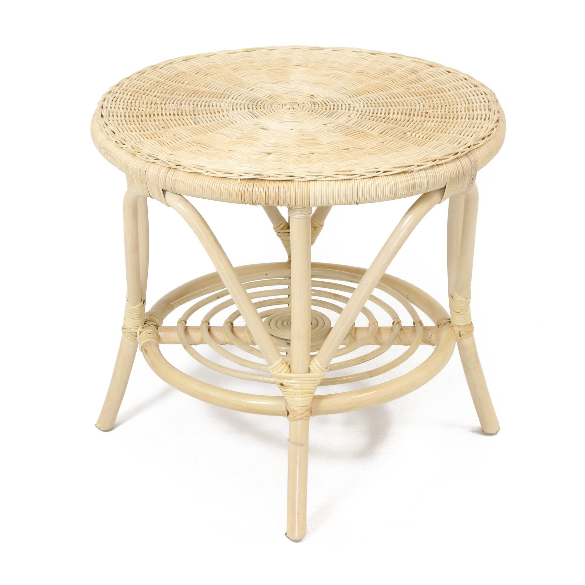 Dekoleidenschaft Table d'appoint en rotin laqué naturel, ronde, Ø 62 cm, table d'appoint, table basse, table de salon