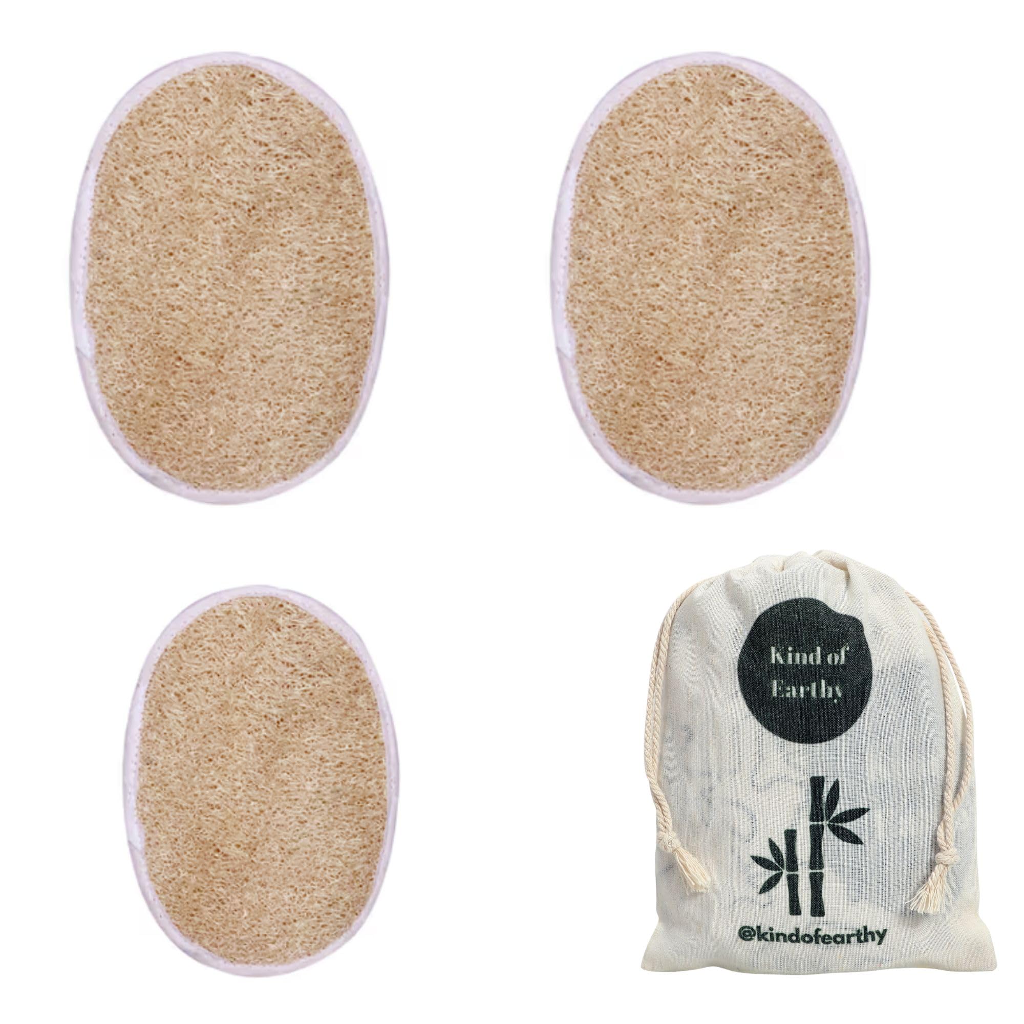 Natural Bath Loofah Body Scrubber for men and women, Exfoliating and Deep Cleansing, Gentle on Skin, Comes in Reusable Potli Pouch, Elastic Grip on the back for easy hold (pack of 3)-image-40