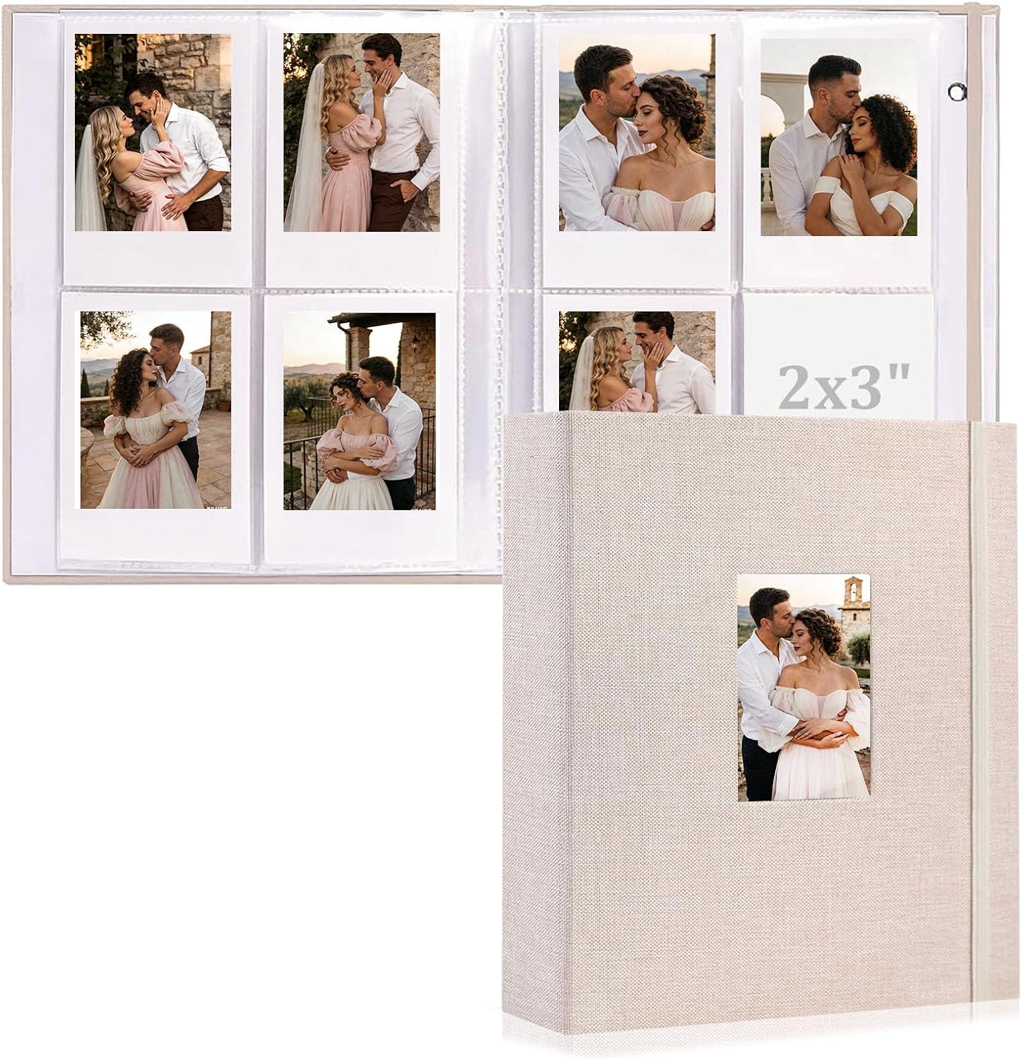 2 Pack Photo Album 2x3 Inch, 208 Photos Polaroid Photo Album, Linen Hardcover Polaroid Mini Book for Fujifilm Instax Mini 11 9 8 7s 25 26 40 50s 90 Evo Z2300 Camera