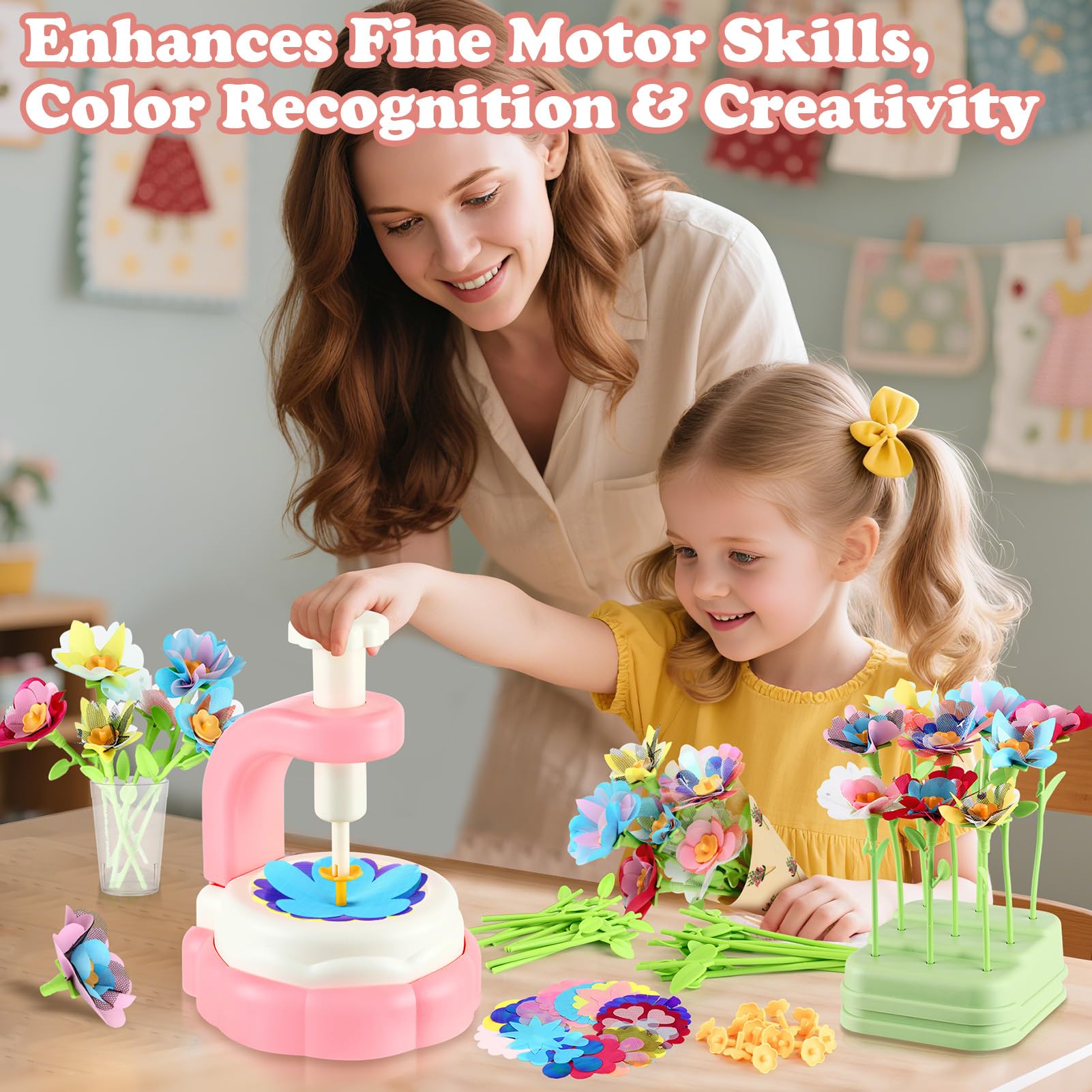 Condition photo showing New/Like New for VoyCliza Flower Craft Kit for Girls Ages 4-8 – DIY Bouquet Maker Toy with Wrapping Paper, Creative Art Birthday Gift for Kids, Educational Craft Toys for Girls Age 5 6 7