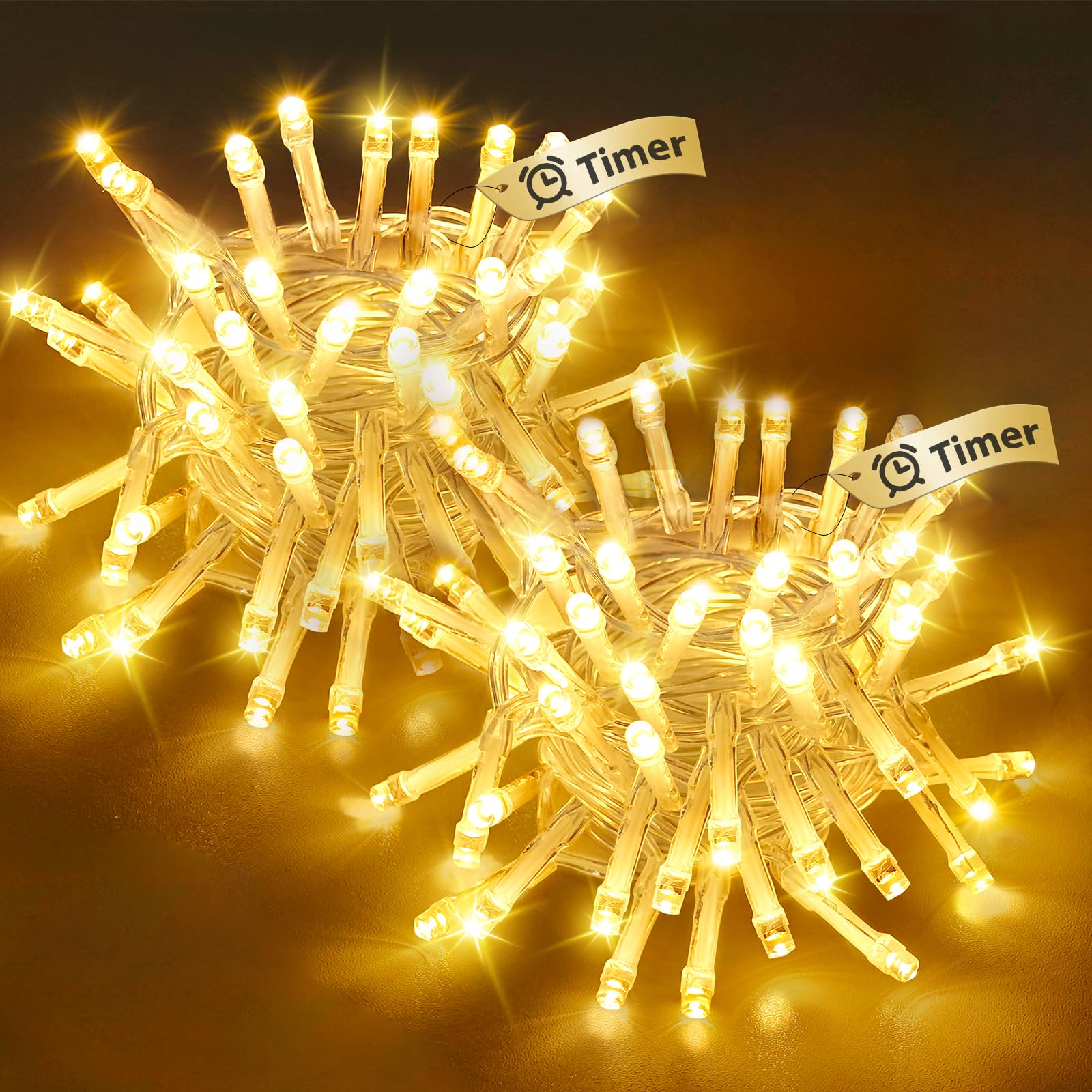 btfarm 2 Stück Lichterkette Batterie mit Timer 2 Modi, 5M 50 LED Lichterketten Klein Batteriebetrieben Lichterkette Innen Wasserdicht für Weihnachten Zimmer Party Hochzeit Garten Halloween, Warmweiß