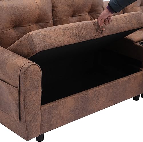 Miniatura 34 de kevinplus Sofá modular de 89 pulgadas con diván para sala de estar, moderno sofá tapizado de 3 asientos copetudo, acogedor sofá de almacenamiento