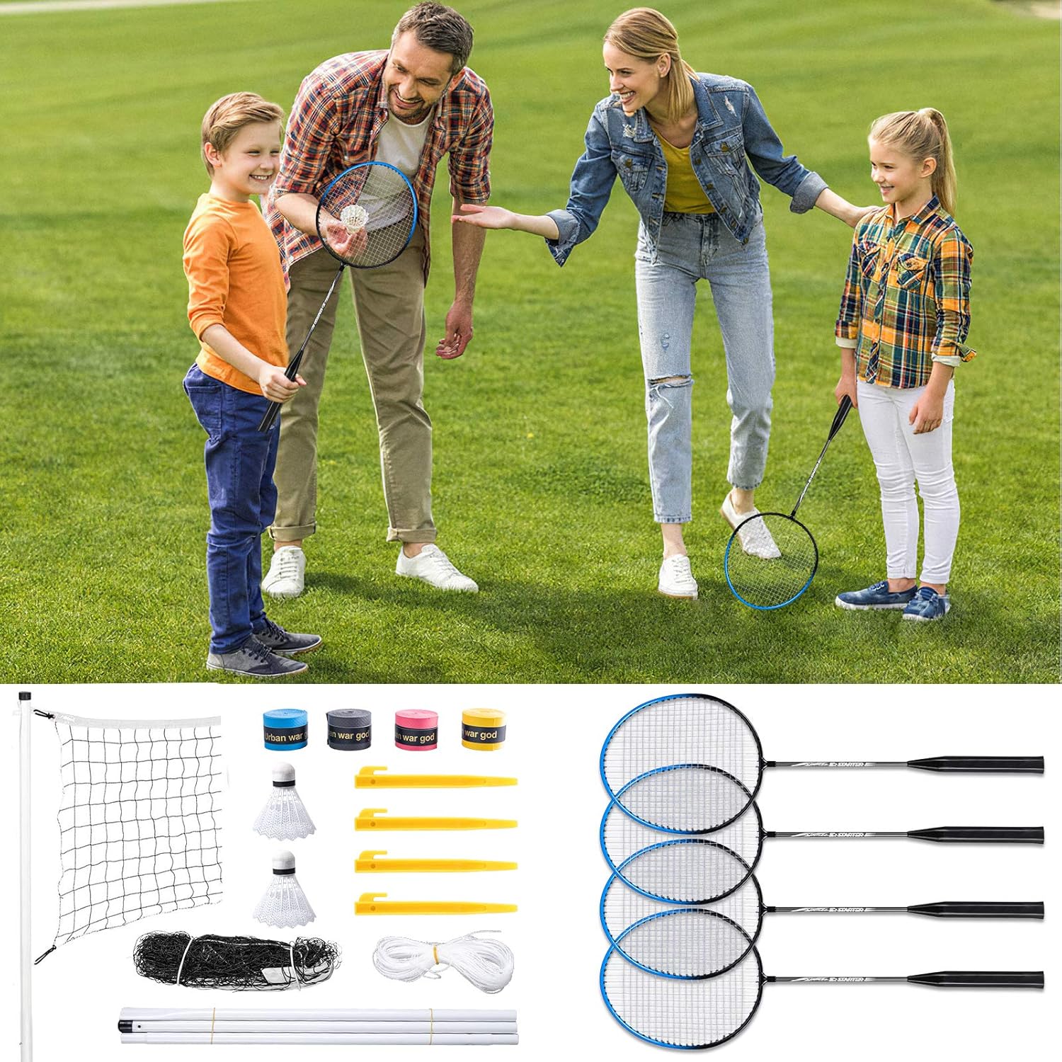 Complete Sets Net Full Set Posts Includes Rackets Choose Your Size Urban Pop Up Badminton Set