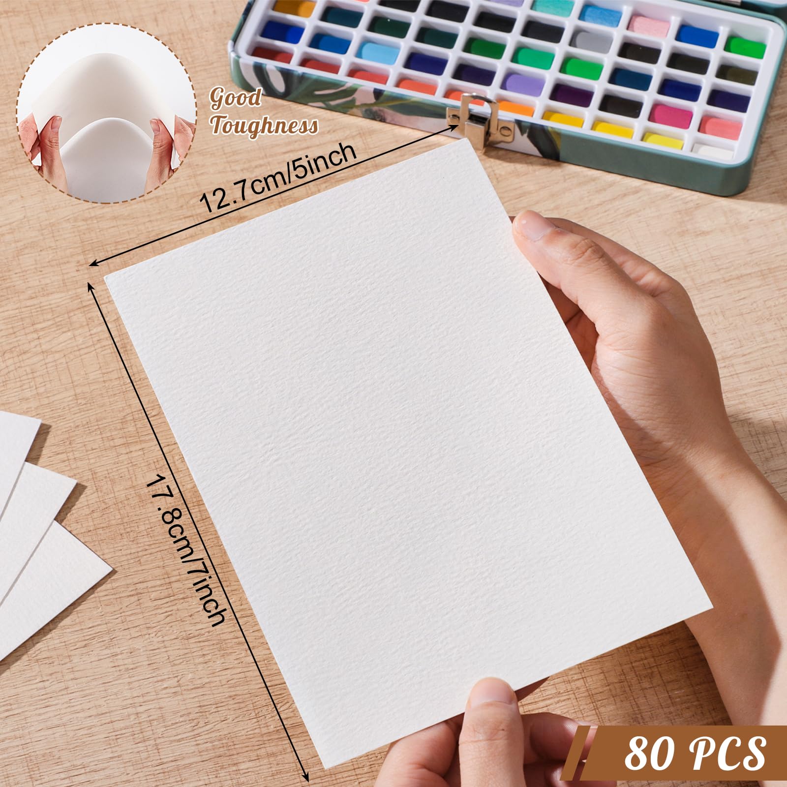 80 arkuszy papieru akwarelowego luzem, 49 kg / 230 g/m² papier do prasowania na zimno, biały papier w kolorze wody dla dzieci, studentów, dorosłych, artystów, rysowanie, karty podarunkowe ślubne (13 x