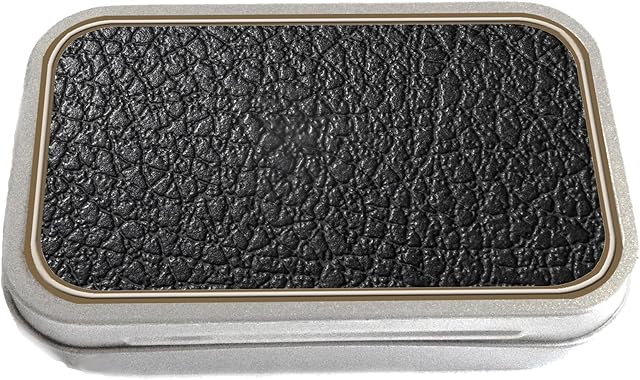 Black Leather Look Design Slim Hinged 1oz Tin Tobacco Storage