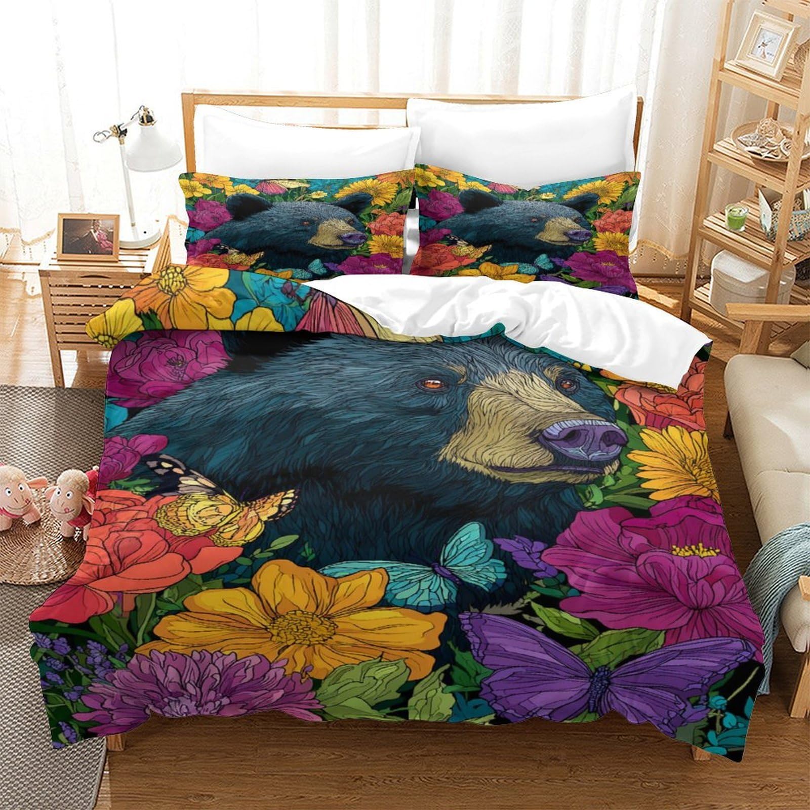 Parure de lit ours noir respirante pour lit super king finis les réveils nocturnes