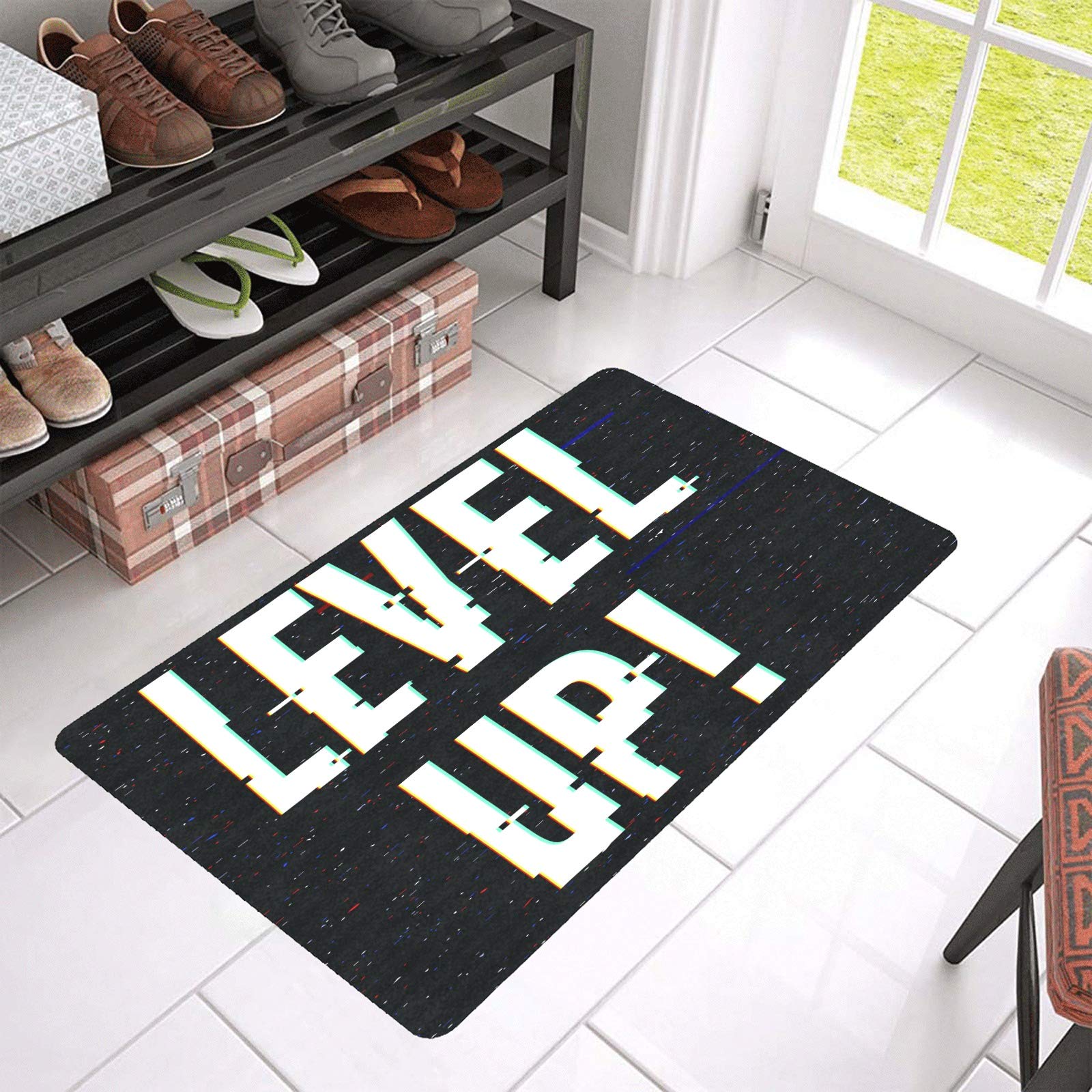 M MAXTOMO Unique Designs Personalized Printed Glitch Level Up Doormat 30"x18"for Home Decoration