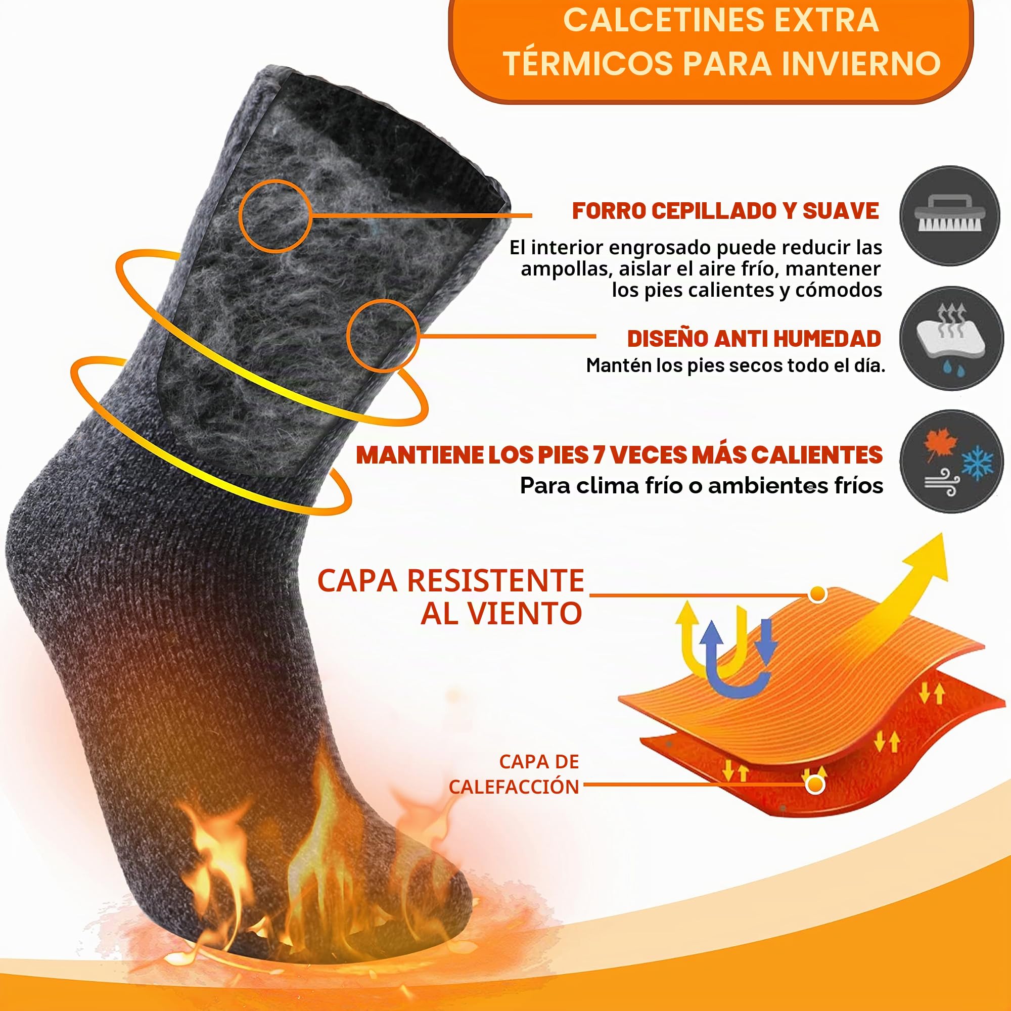 Welwoos 3 Pares Calcetines Termicos Frio Extremo Calefactables para Mujer Hombre, Calcetines Calefactables Invierno Termicos para Esquí Deporte