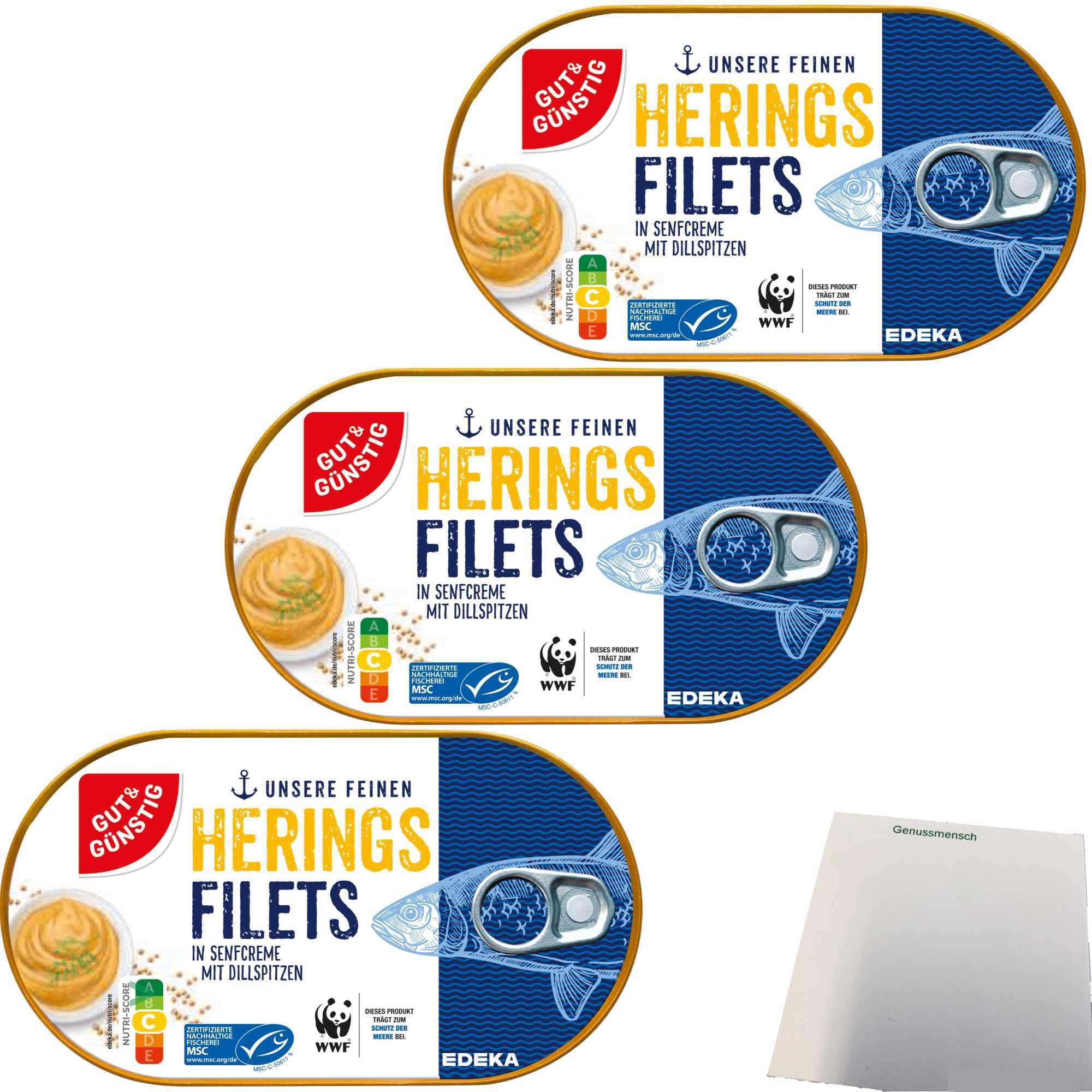 Gut&Günstig Heringsfilets 3er Pack in Senfcreme mit Dillspitzen