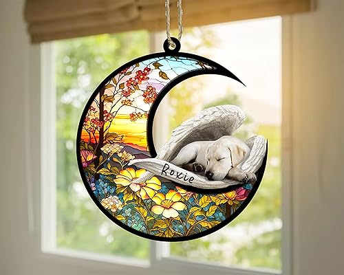 Miniatura 145 de Chow Chow Dog Memorial Suncatcher, adorno de Navidad Chow Chow con nombre, atrapador de pérdida de mascotas, regalos para los amantes de los perros