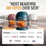 Non-Toxic Air Fryer - Glass AirFryer 5 Quart w/ 360 Visibility, Self-Cleaning, 400F Vortex Air Fryer for Even Cooking, BPA-Free Teflon Free, 9-in-1 Functions, Rotisserie, Roast, Bake (Black)