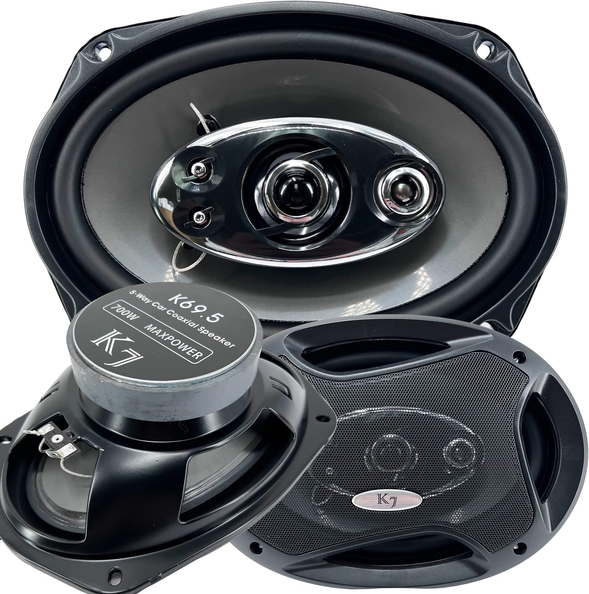 AUDIOTEK 2X K7 Pair of K69.5 6x9-inchs 6"X9" 700w 5-Way Car Coaxial Professional High Performance Speaker System