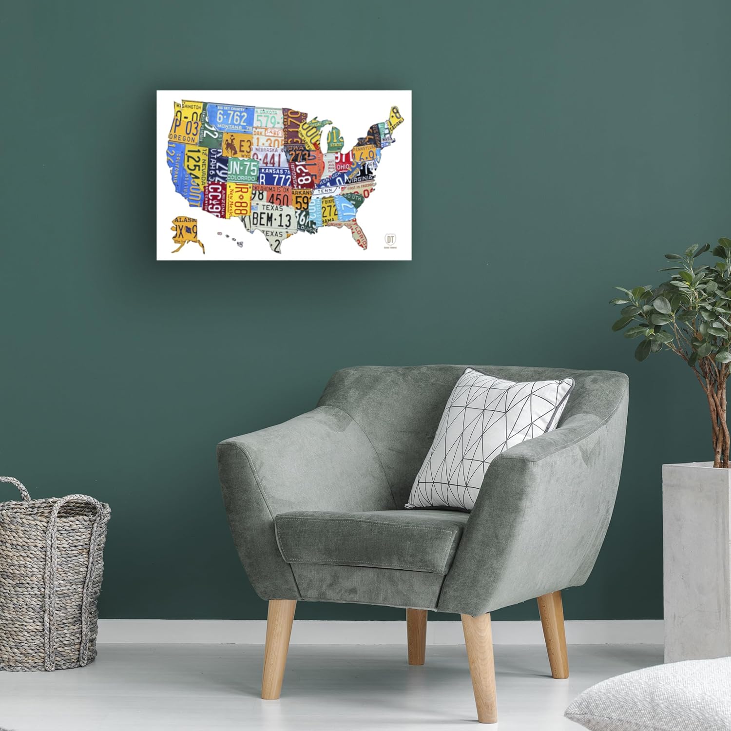 Wrapped Canvas Wall Art - Design Turnpike 'License Plate Map USA 2' Wall Art for Living Room, Bedroom, or Office Décor - 22x32