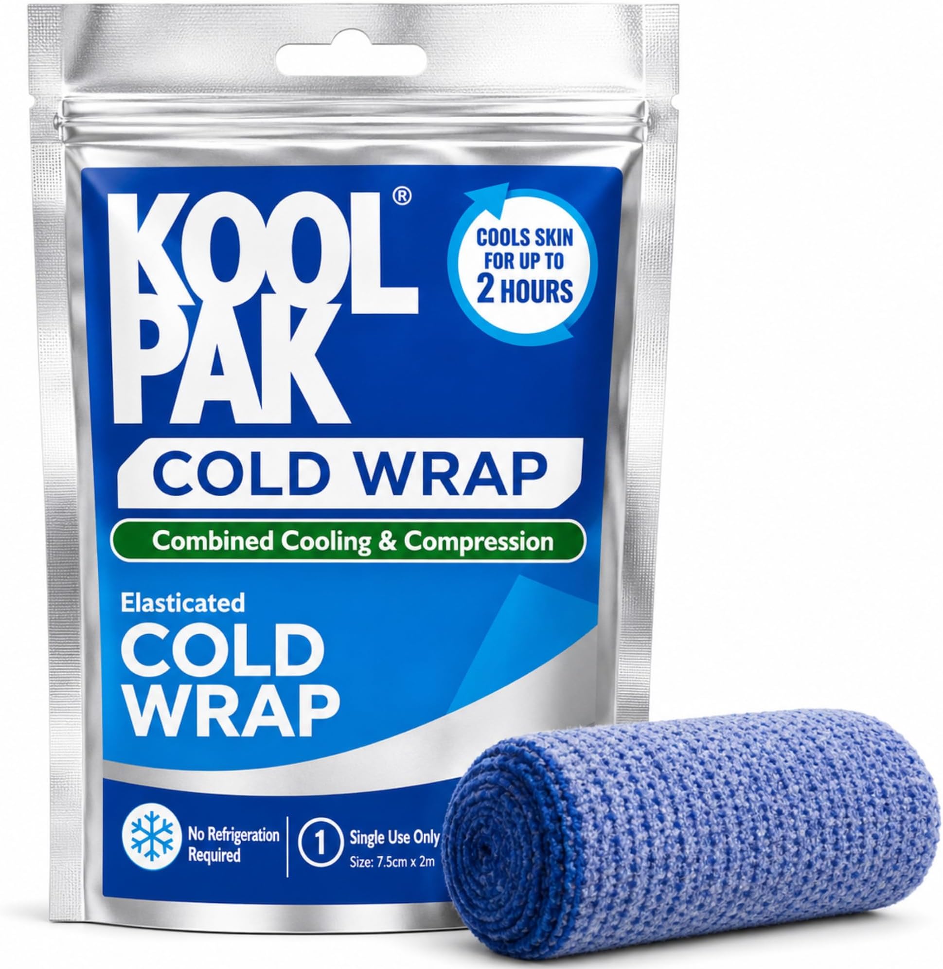 Kool Bandage - Elasticated Cold Compression Bandage - 2 m x 7.5 cm