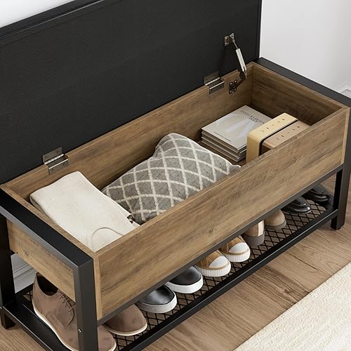 Miniatura 6 de HOSTACK Storage Bench, Entryway Shoe Bench with Flip-Open Storage Box, End of Bed Ottoman Bench with Storage Shelf and Padded Seat for Bedroom,