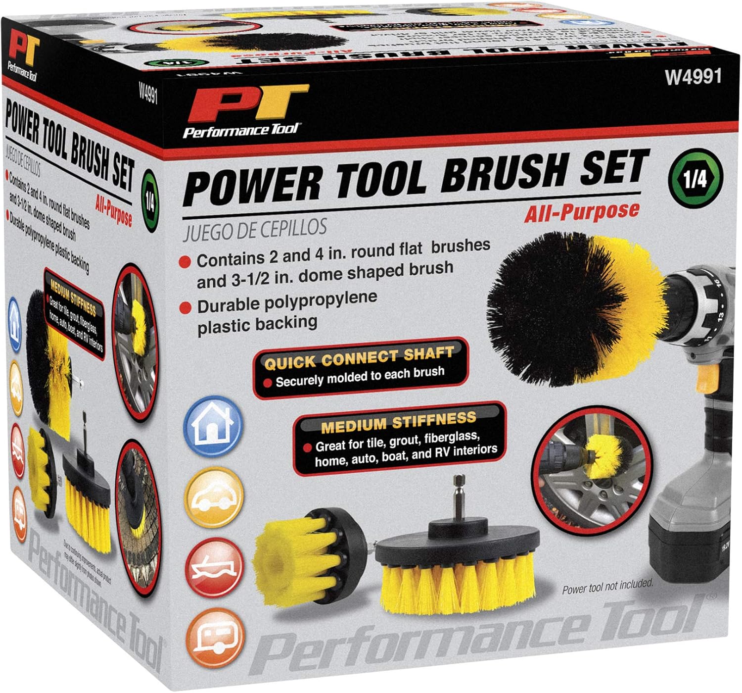 Performance Tool W4991 3 pc. Power Tool Brush Set