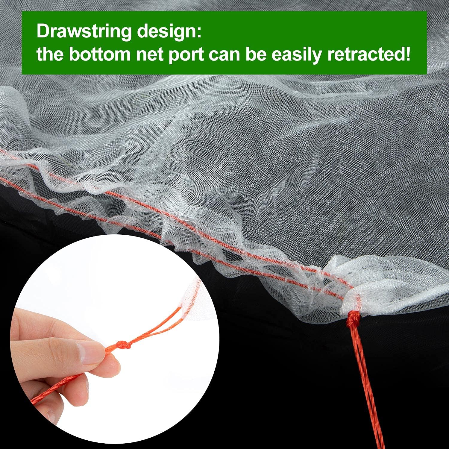4Pcs Insect Bird Barrier Mesh, 7.9 x 5.9 FT Garden Netting Barrier, Bird Netting, Netting for Plant with Drawstring, Tomato Protective Cover