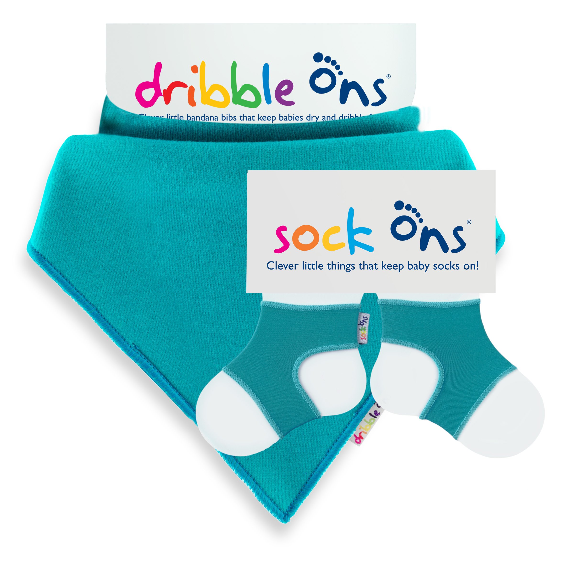 Sock Ons & Dribble Ons Bundle - Turquoise Dribble On with 0-6m Sockon