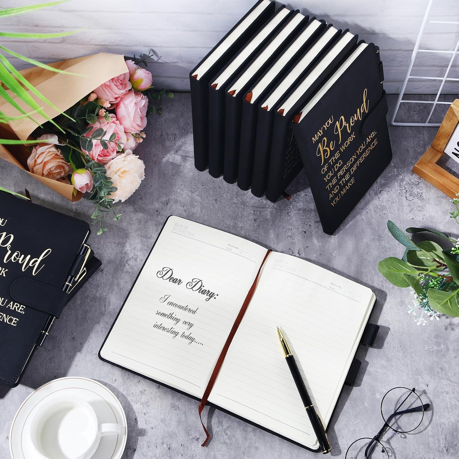 Qilery 28 Pcs Team Appreciation Gifts Bulk Employee Thank You Gift A5 Leather Journal Notebook with Ballpoint Pen for Christmas Student Teacher Volunteer Management(Proud)