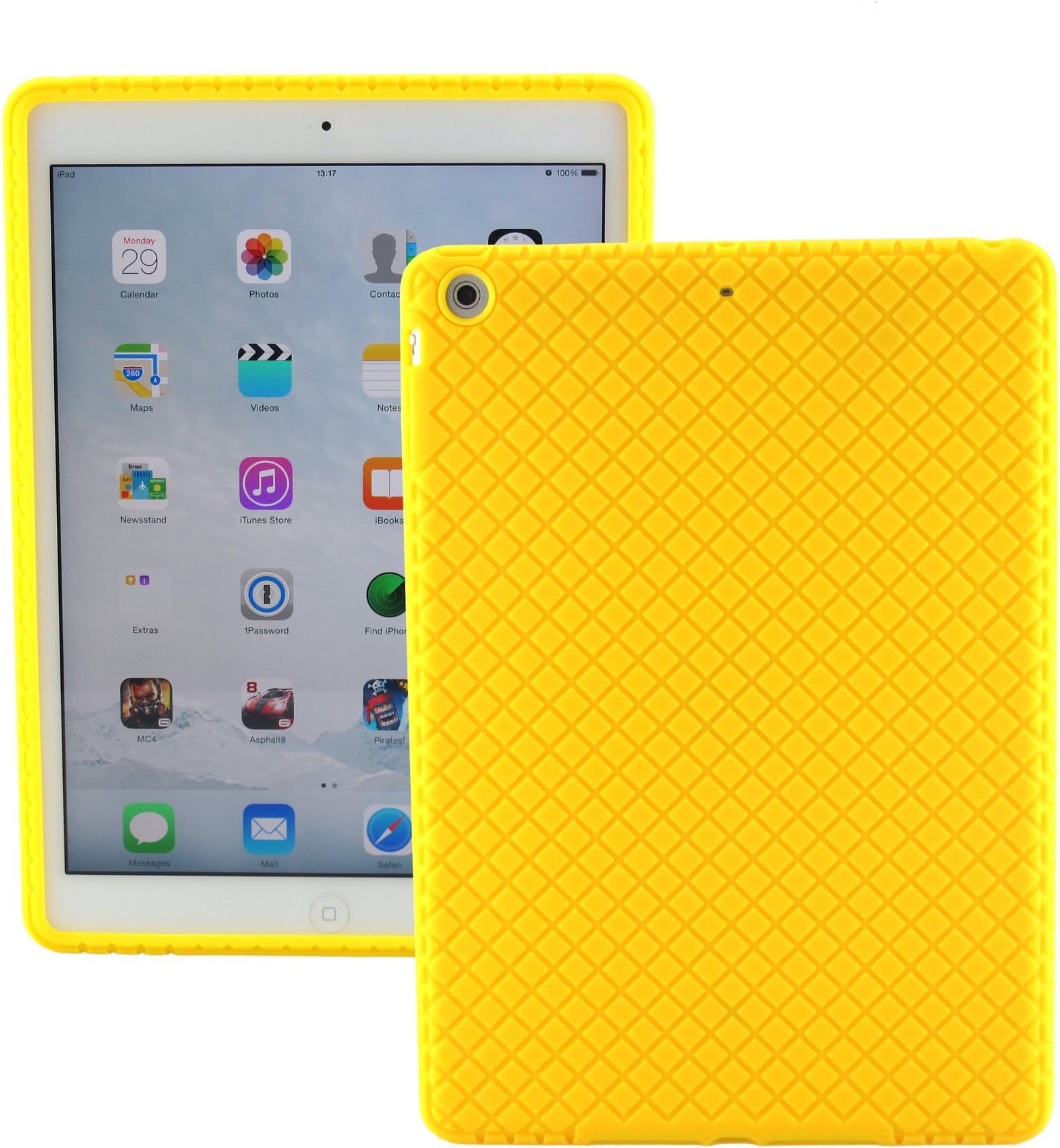 ScintiSpot iPad Air Back Cover Case, Silicone Rubber Protective Skin Soft Gel Bumper for iPad Air 1st Generation (iPad 5), Kids Friendly Drop-proof Shockproof (Yellow)