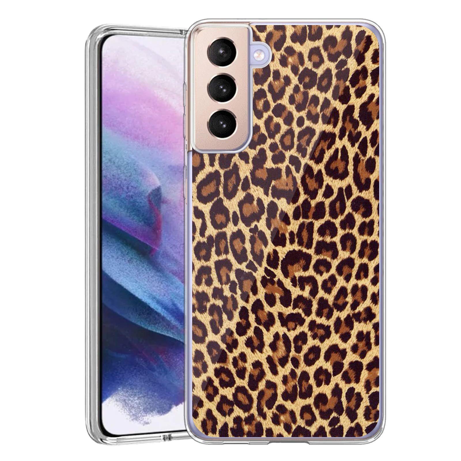 Compatible with Samsung Galaxy S21 5G Case,Clear Cases with Leopard Print Pattern Design for Women and Men,Slim Shockproof Flexible TPU and Silicone Cover Case for Samsung Galaxy S21 5G