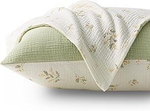 EXQ Home Muslin Toddler Pillowcases for 13x18 Pillow, Small Pillow Case Fits Baby Pillow Sized 12x16, 13x18, 100% Cotton Travel Pillow Case Cover 2 Pack for Baby with Envelope Closure (Green Leaf)