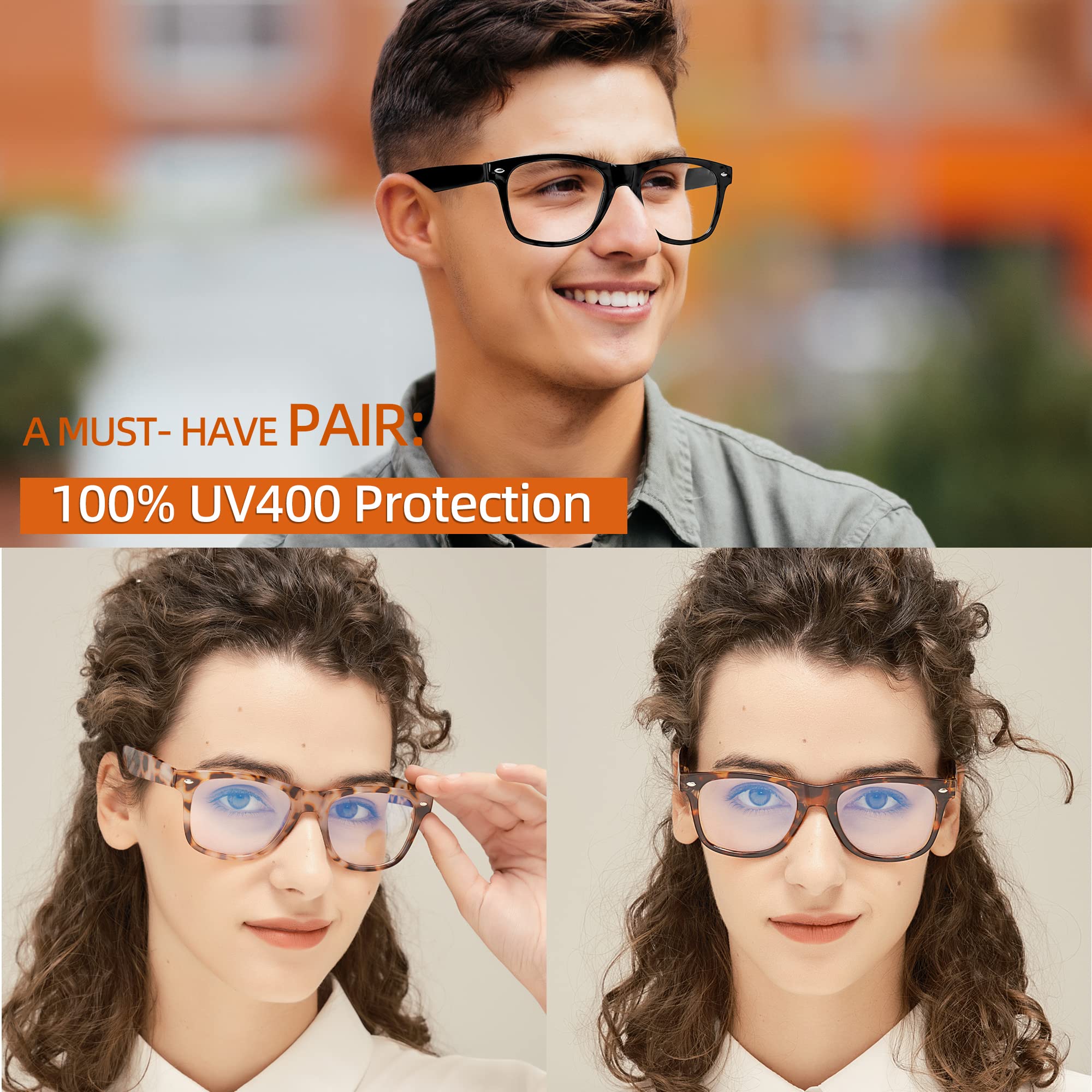 ABEJOJO Oversized Blue Light Blocking Glasses for Women Men, Computer Gaming Blue Screen Eyeglasses TR90 Blue Light Blocker Glasses Spring Hinge(Black)