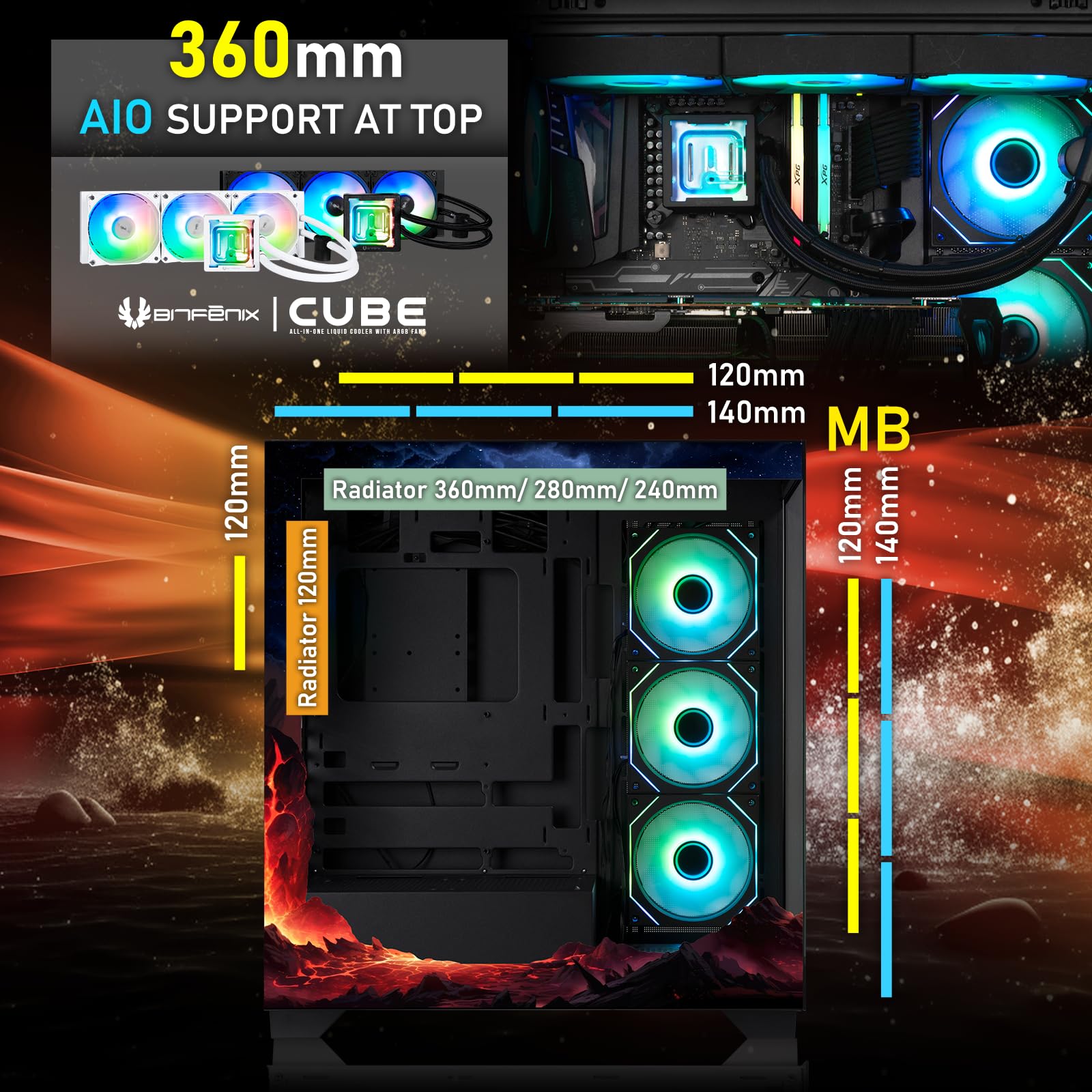 Custodia per PC Medio Torre BITFENIX CETO Premium Edition Volcano (nero)