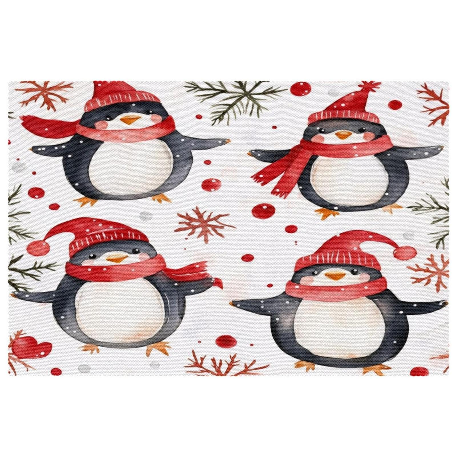 Set de table lavable résistant à la chaleur lot de 6 grand format 30x45 cm motif pingouin