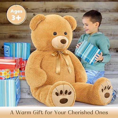 Miniatura 3 de MorisMos Oso de peluche gigante, oso de peluche grande, tamaño real, oso de peluche grande de 51 pulgadas para baby shower, cumpleaños, San Valentín