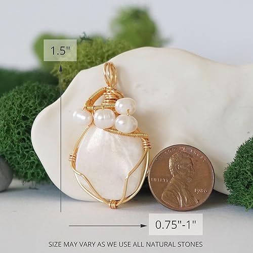 Miniatura 35 de Designs by Nature Gems Raw Citrine & Pearl Necklace, November Birthstone Jewelry, June Crystal, With 24 Inch Chain Gold Plated Chain, Genuine Raw