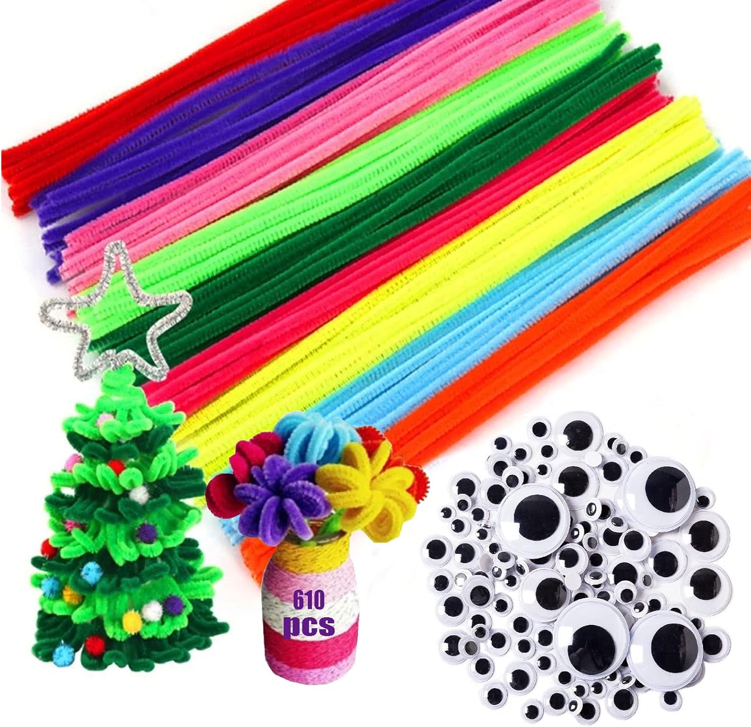 610Pcs Pipe Cleaners Craft Set, Pipe Cleaners Crafts for Kids, Craft