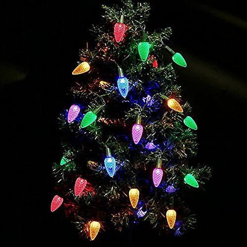 Miniatura 4 de Luces de Navidad C6, 50 luces LED de fresa, luces C6 multicolor de 18 pies, luces de hadas para exteriores, interiores, jardín, patio, hogar,
