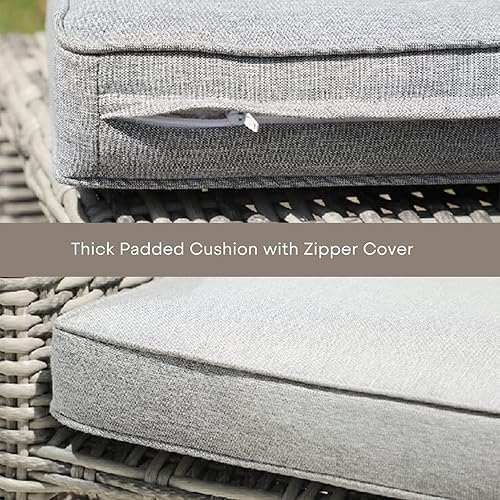 Miniatura 6 de AcePRO - Juego de bistró de ratán de 3 piezas para patio al aire libre con cojines grises sin montaje
