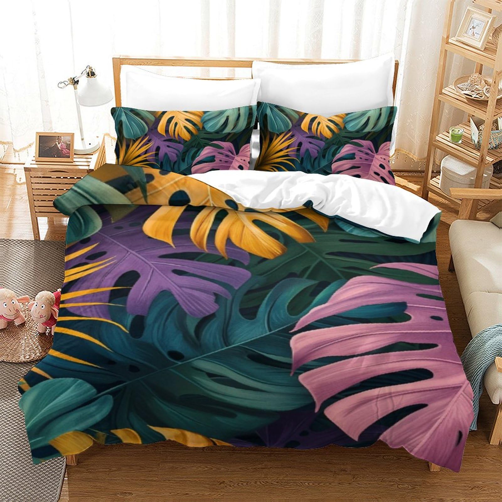 Housse de couette plantes exotiques en microfibre pour un sommeil serein