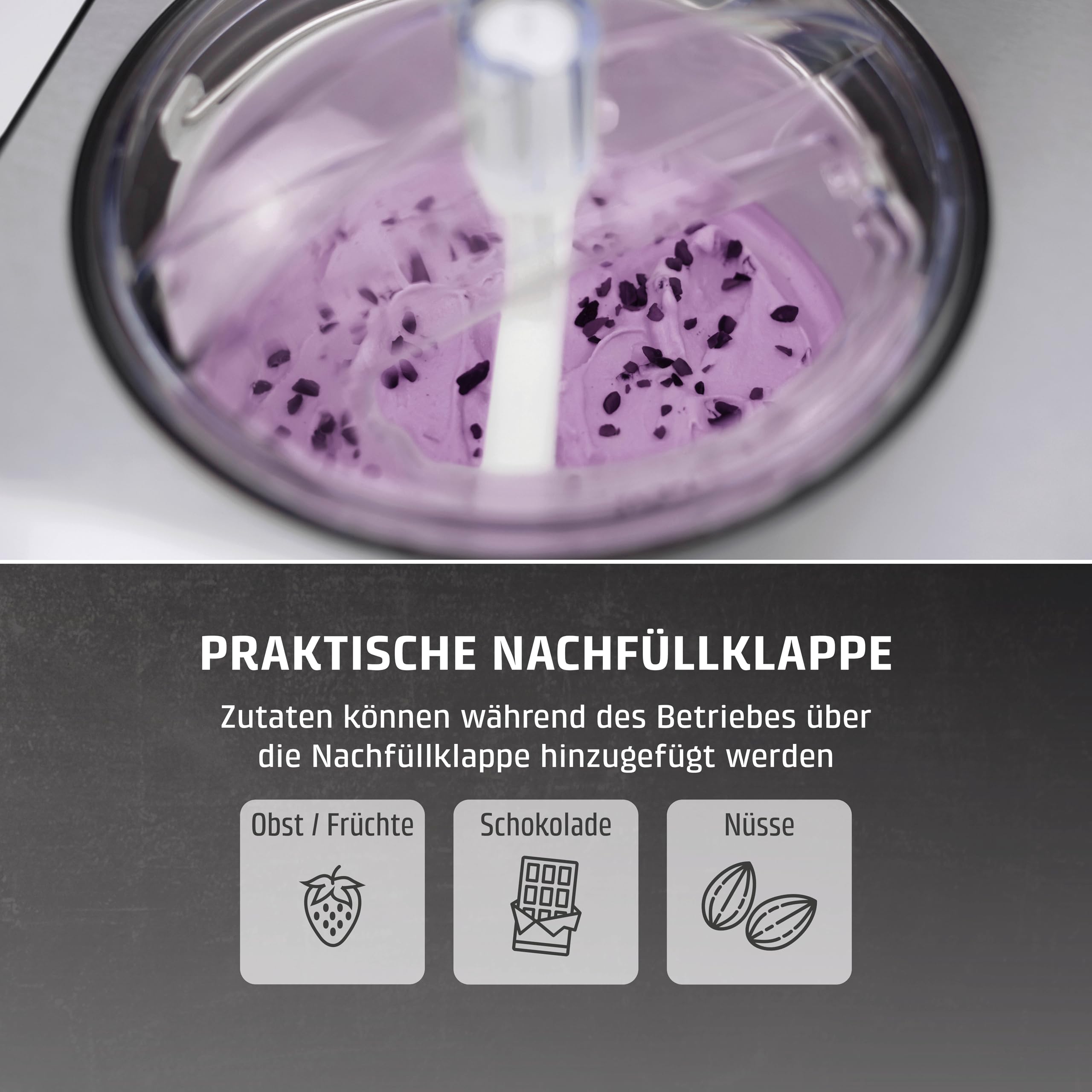 CASO Ice Creamer - 2 in 1 Design Eismaschine und Joghurtmaschine mit Kompressortechnik, kein Vorkühlen notwendig, produziert bis zu 2 Liter Eiscreme, Speiseeis oder Joghurt