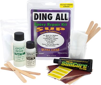 Ding All Super Stand Up Paddle Board SUP Epoxy Repair Kit with a Superior, Eco-Friendly and Non Yellowing Formula for Small to Medium Ding Repairs
