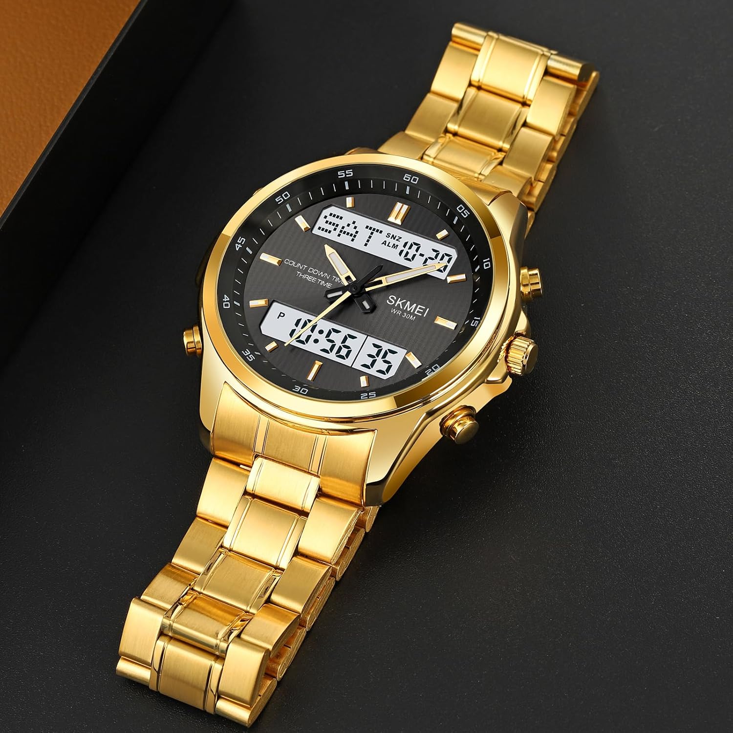 MASTOP Watch for Men Watch Sports Watch Large Digital Analog Dual Display Waterproof Watches with 3 Time Alarms Countdown Stopwatch Date EL Night Light Multifunctional Military Men‘s Wrist Watches