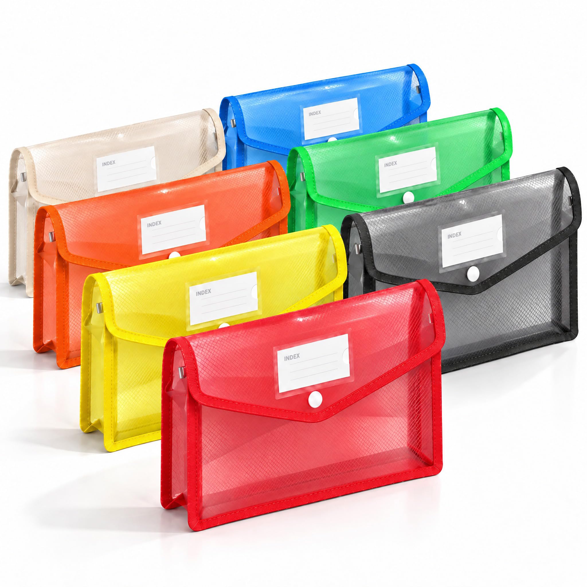 A4 Plastic Document Wallets,7Pcs File Folder,Large Capacity Storage Pockets