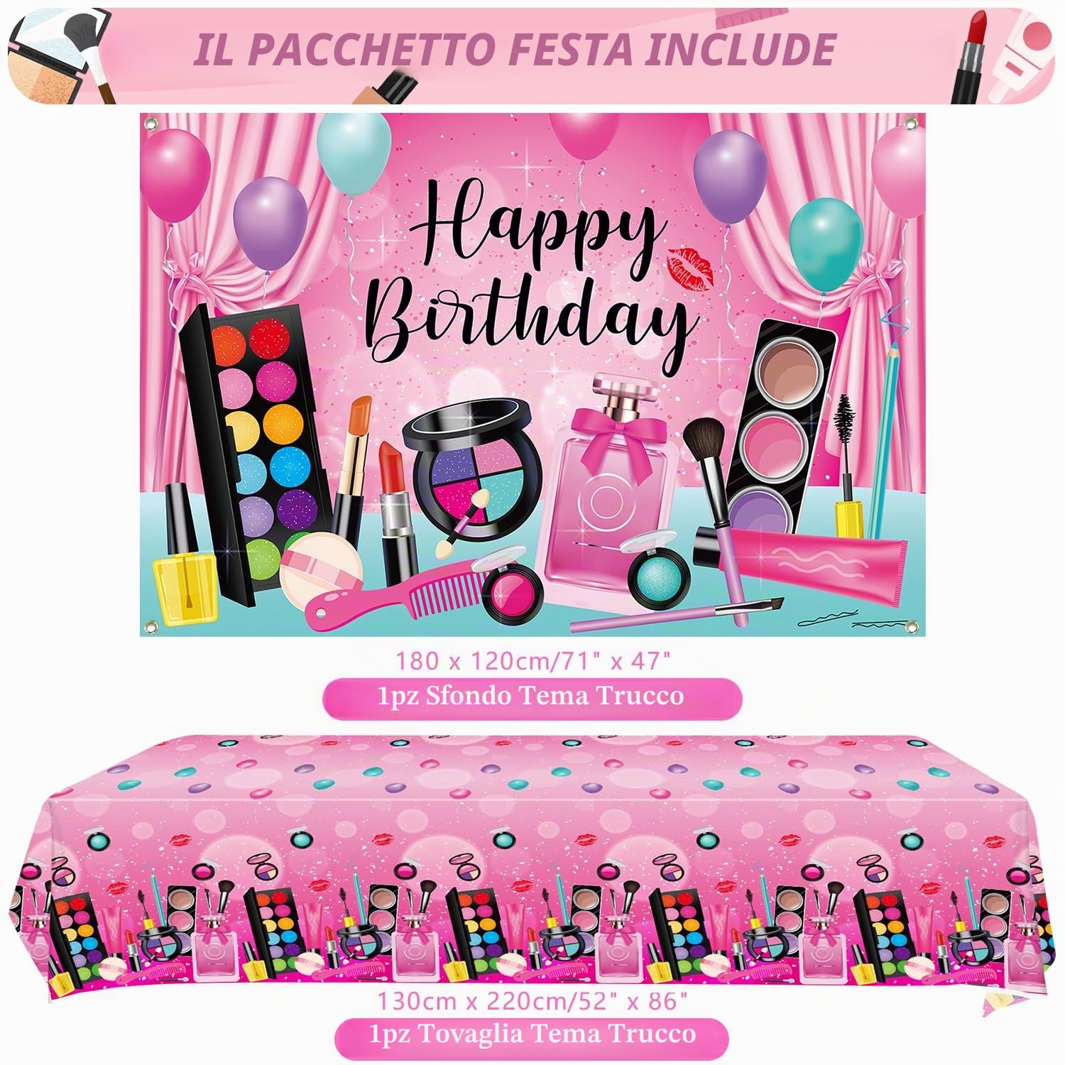 Decorazione per feste di compleanno spa, forniture per feste di trucco, piatti, tazze, tovaglioli, tovaglia, sfondo di buon compleanno, palloncini, topper per torte per ragazze donne sonno coccole spa